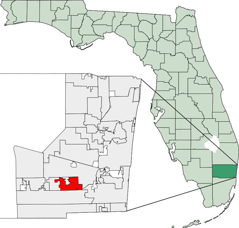 Map of Florida highlighting Cooper City
