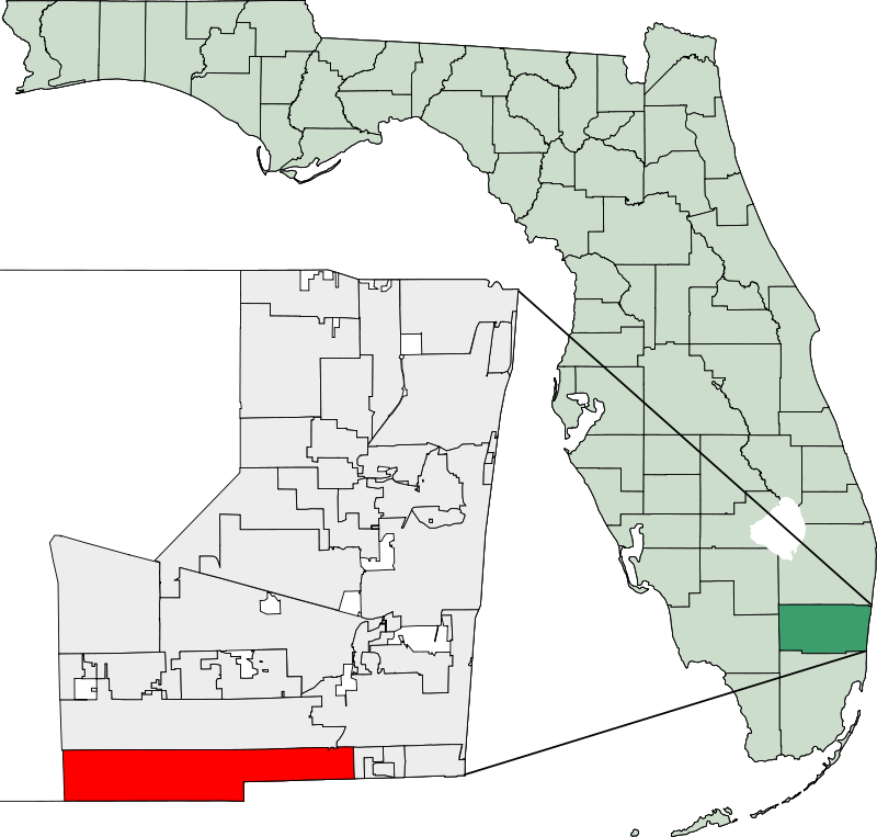Map of Florida highlighting Miramar