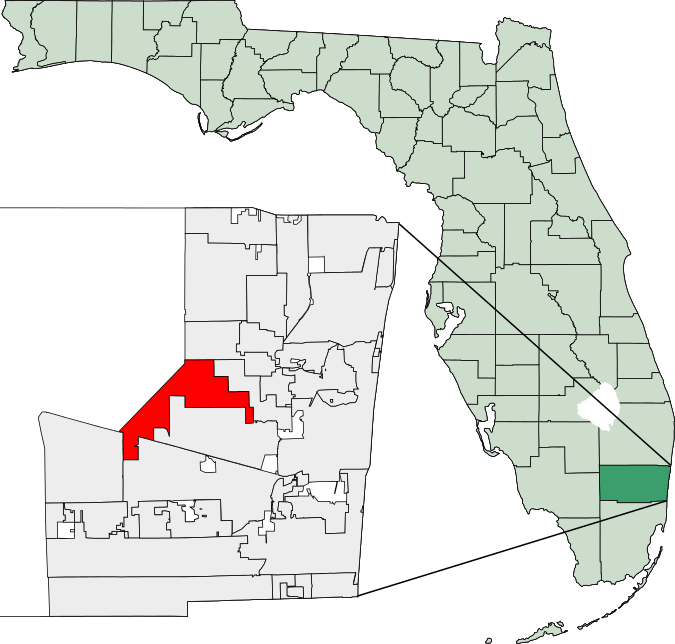 Map of Sunrise in Broward County Florida