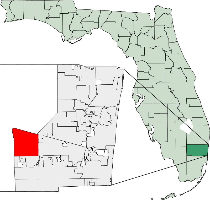 Location of Weston, Broward County, Florida