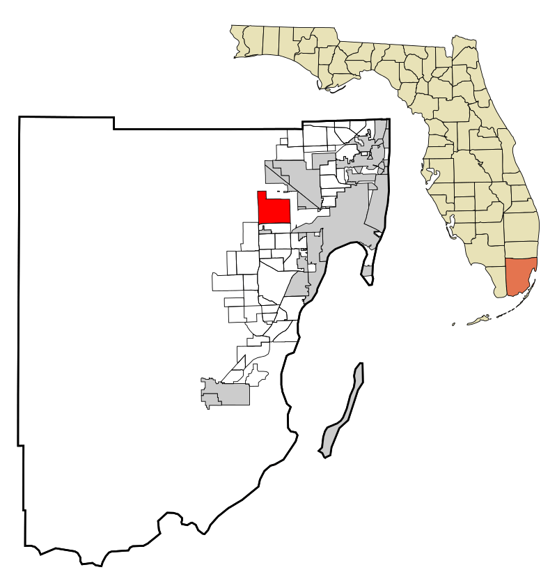 Miami-Dade County Florida Incorporated and Unincorporated areas Doral Highlighted