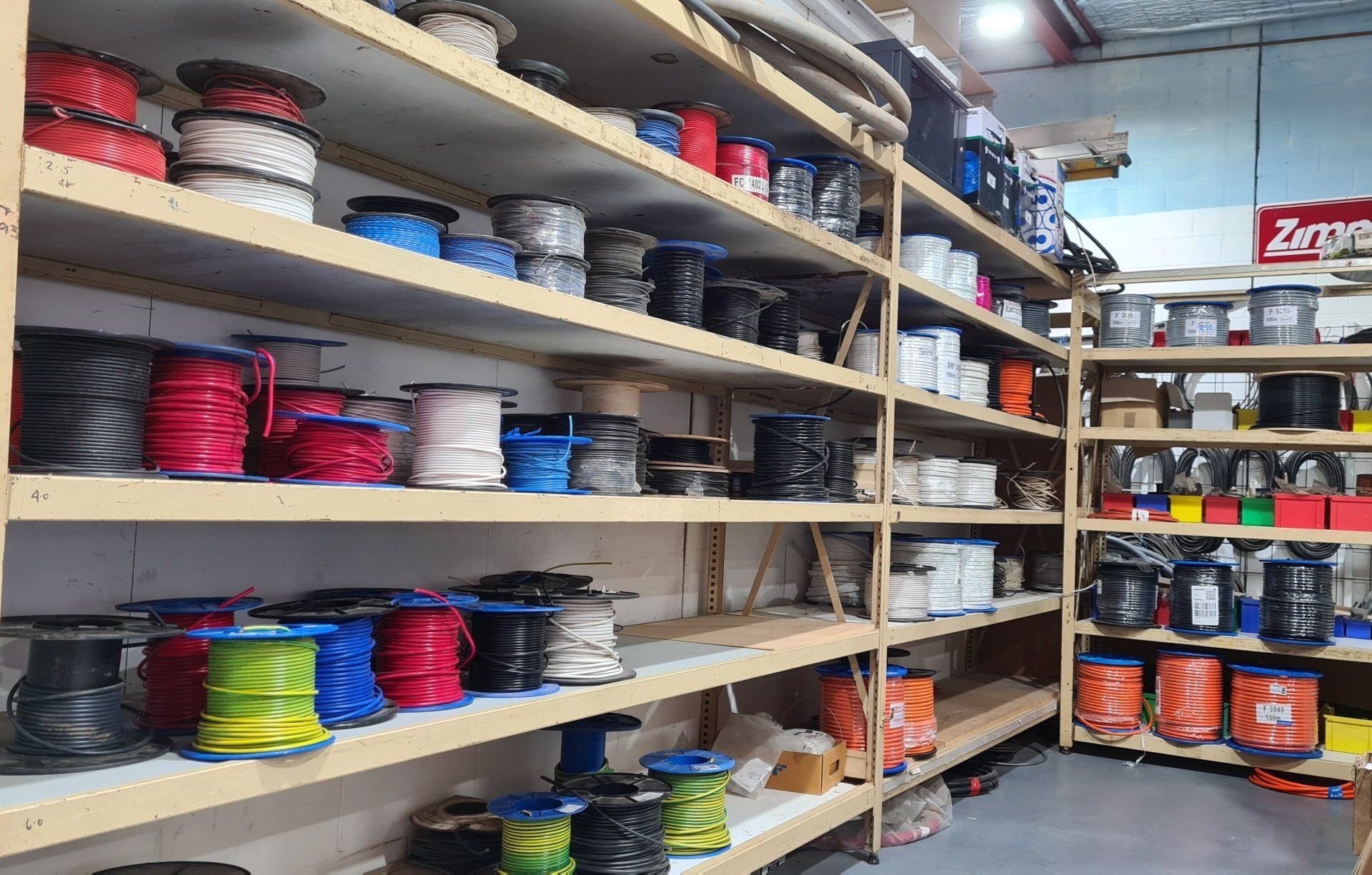 A warehouse filled with lots of electrical parts.