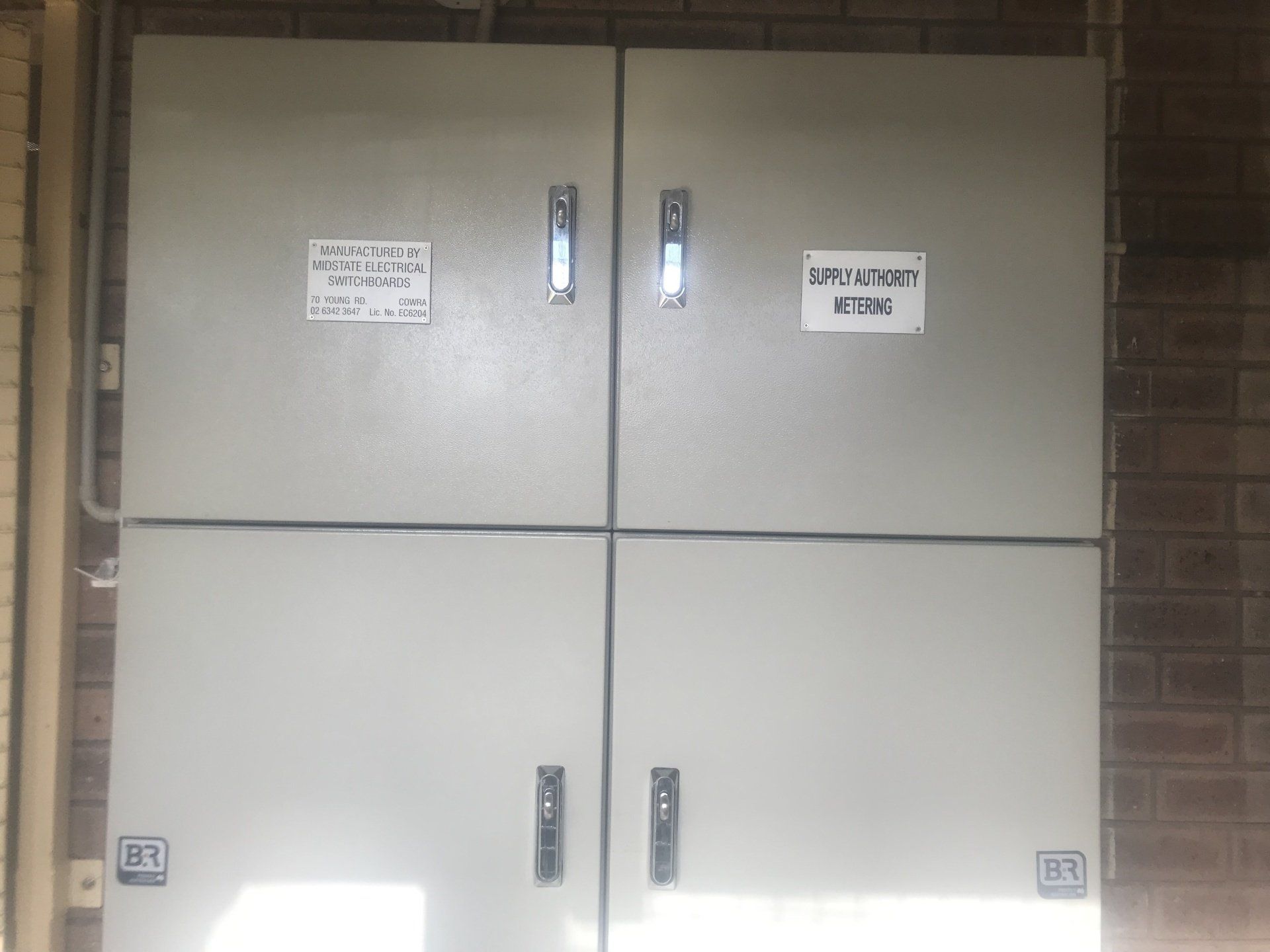 A supply authority metering cabinet.