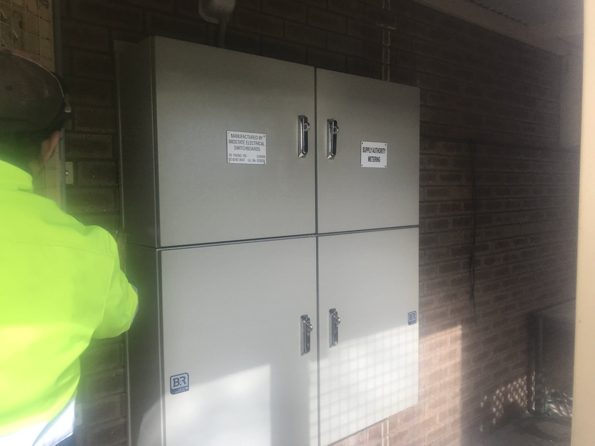 A supply authority metering cabinet.