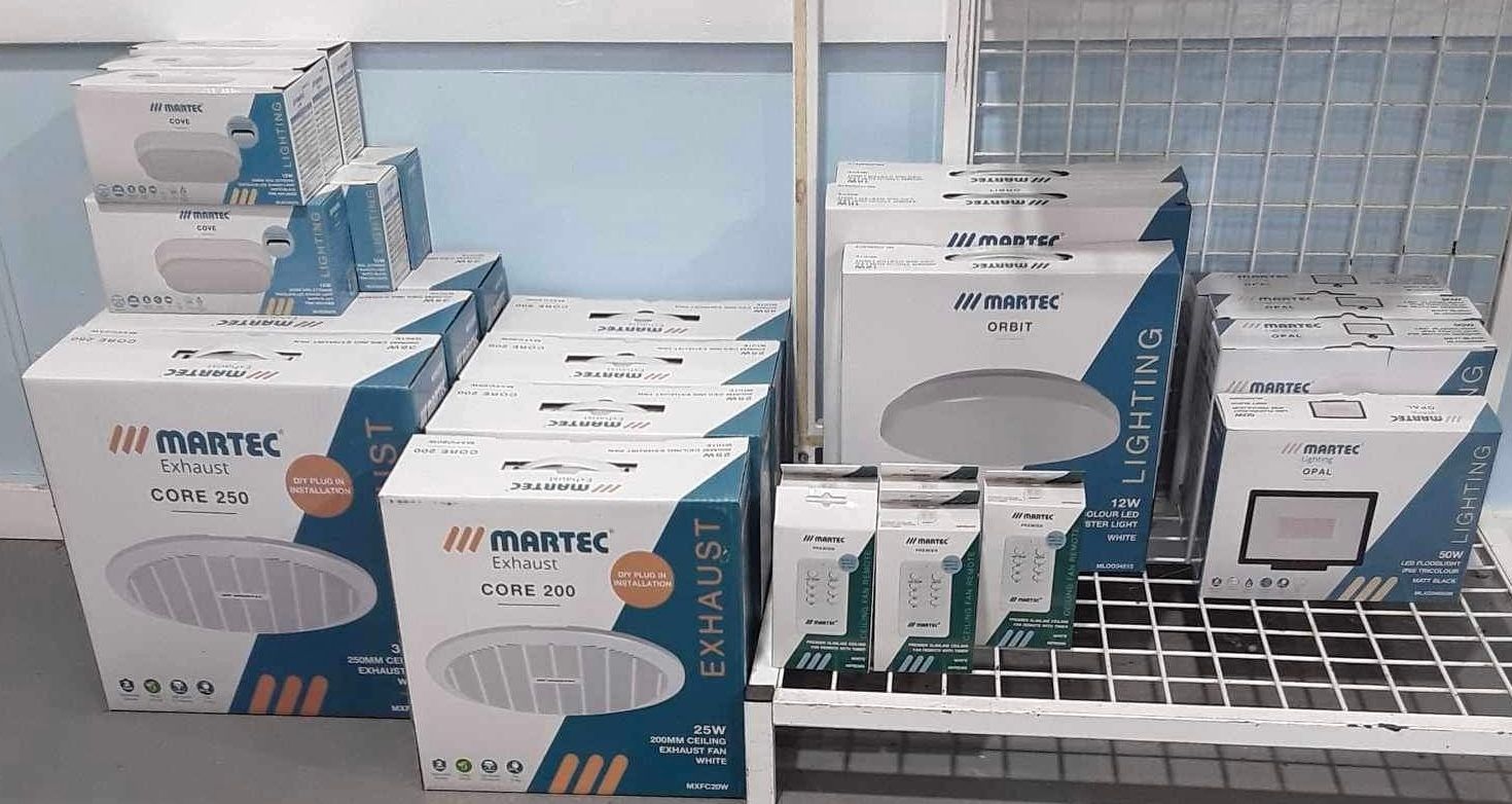 boxes of exhaust and lights