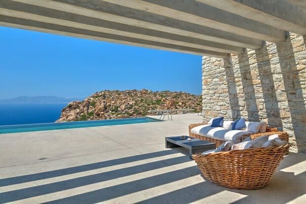 view to the sea from a Mani villa 