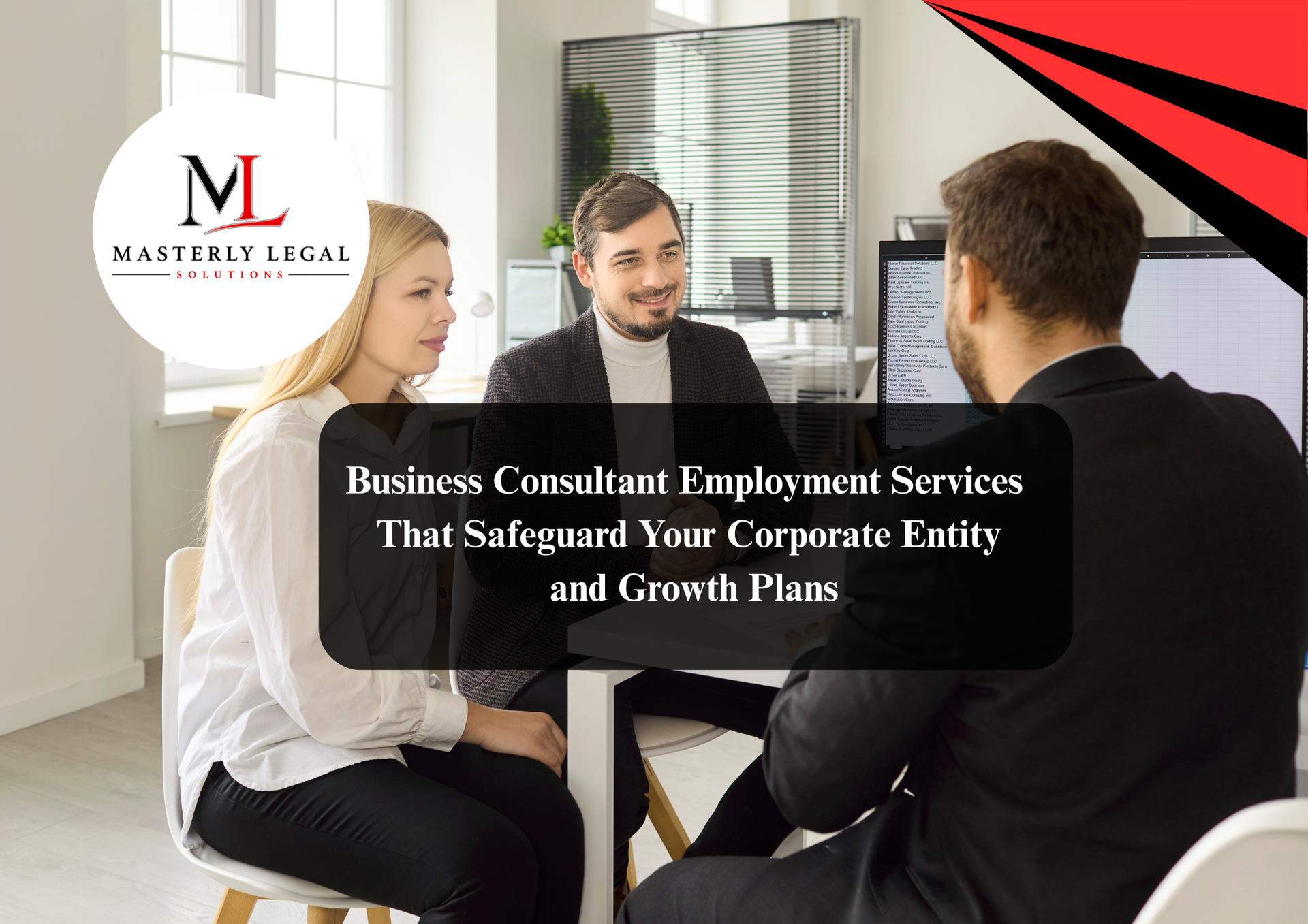 Business consultant leading a strategy meeting with a professional team.
