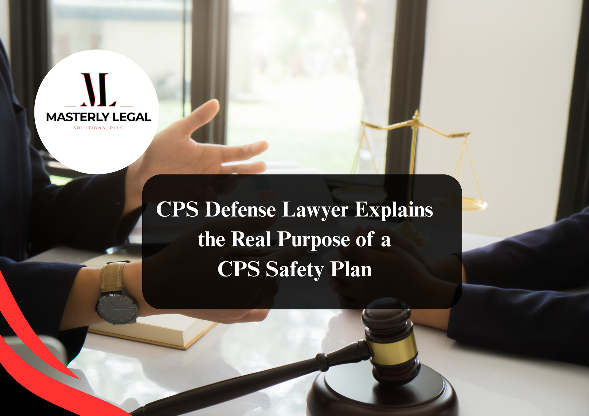 CPS attorney reviewing child protective services case documents in an office setting.
