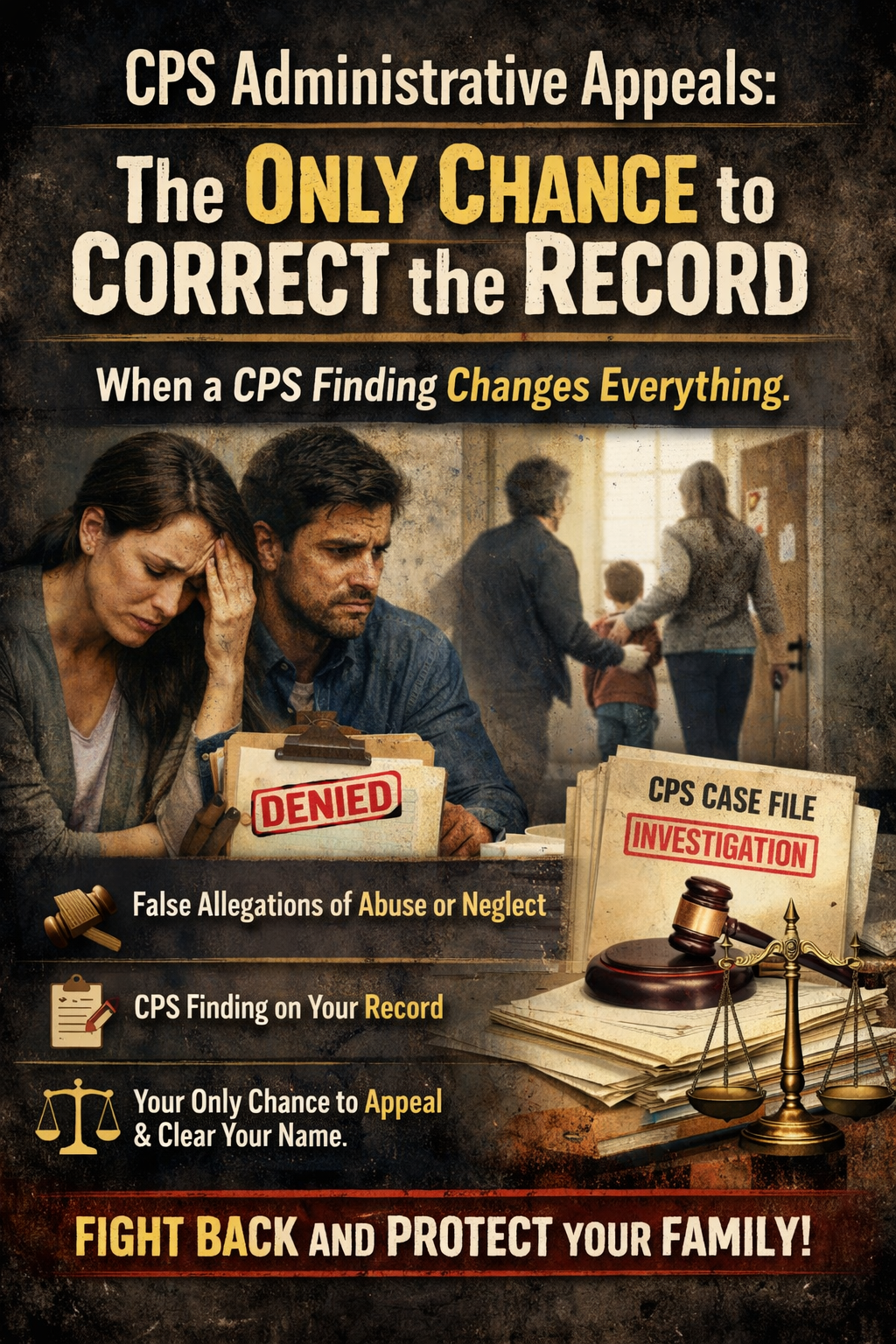 CPS administrative appeals overview explaining how families can challenge child protective services findings, correct records, and protect parental rights after a CPS investigation involving abuse or neglect allegations.
