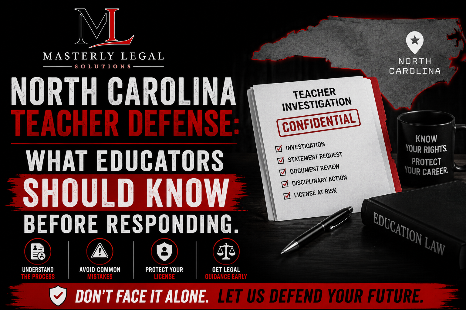 North Carolina teacher defense attorney advising an educator