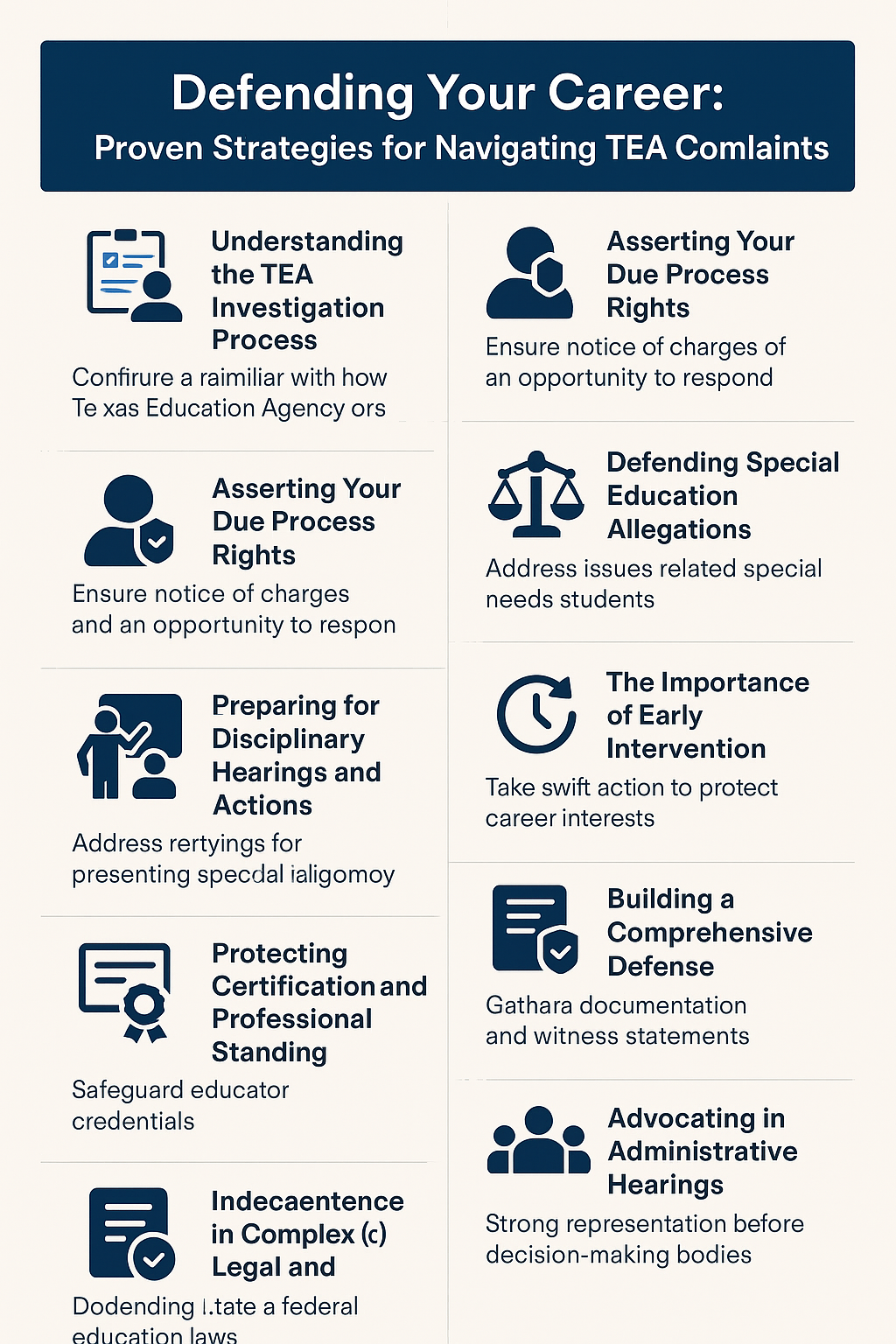 Asserting Your Due Process Rights – Ensure notice of charges and an opportunity to respond (icon: person silhouette).