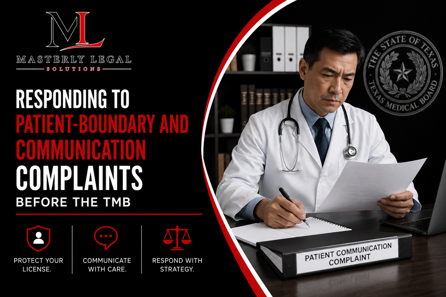 Attorney reviewing physician medical records for a TMB investigation