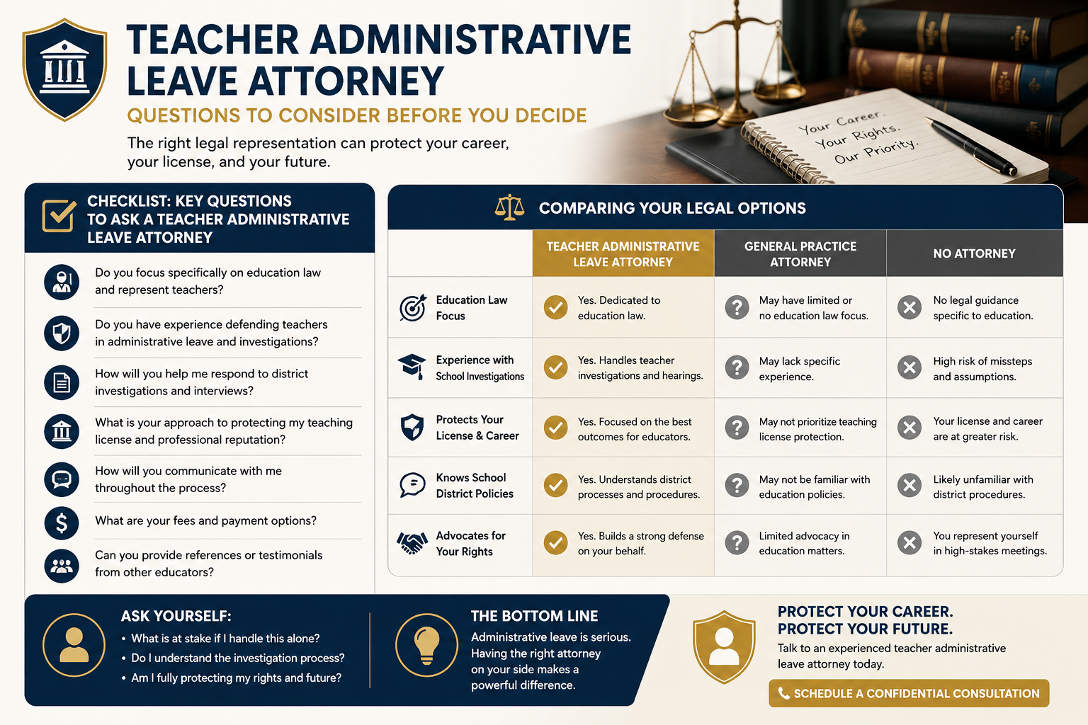 questions to consider about teacher administrative 
leave attorney