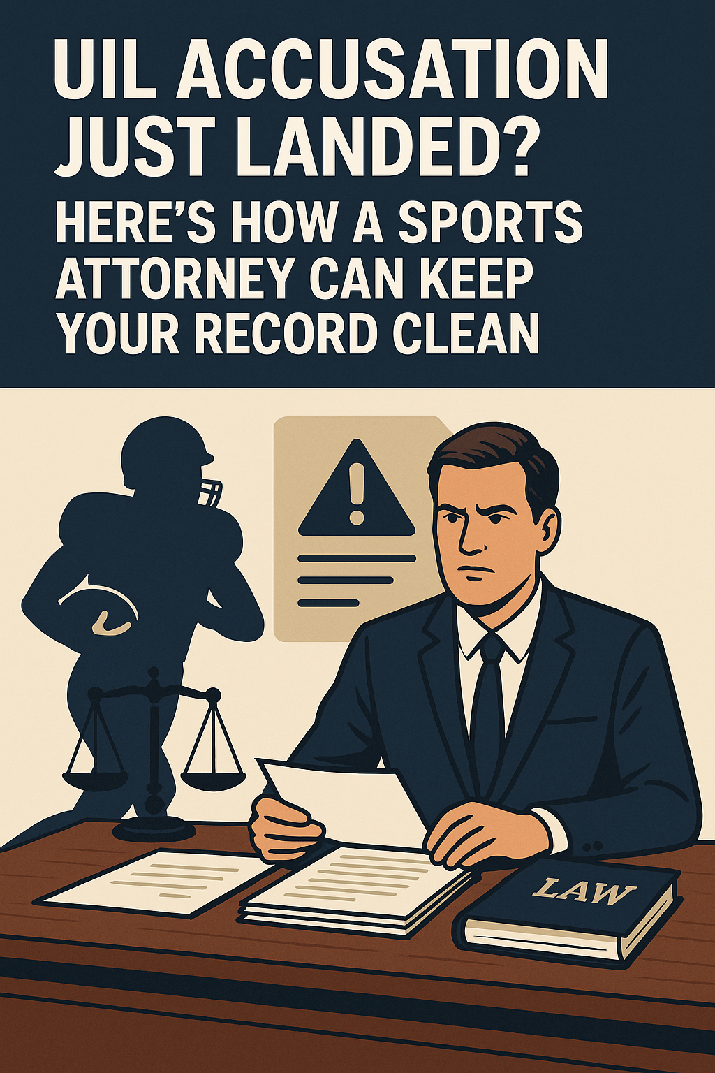Illustration of a promotional legal advertisement with the headline 