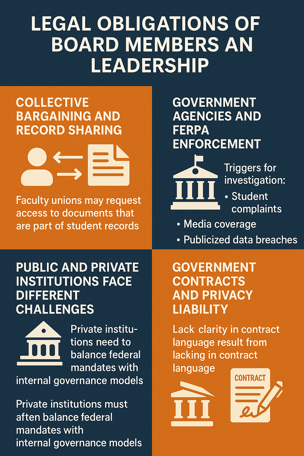 Collective Bargaining and Record Sharing – Highlights that faculty unions may request student records during disputes, posing FERPA compliance risks.