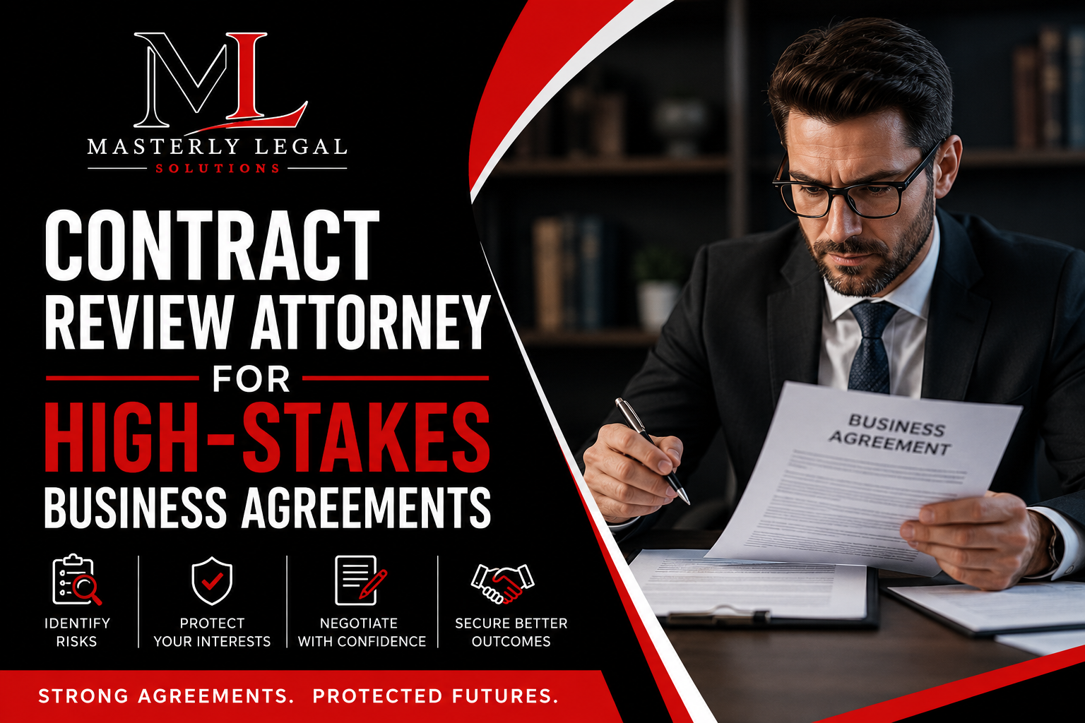 Contract review attorney reviewing a commercial business agreement.
