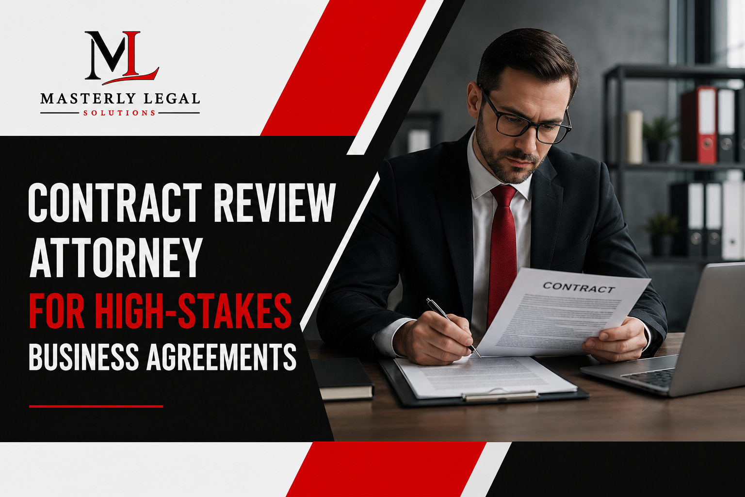 Contract review attorney consulting with business client
