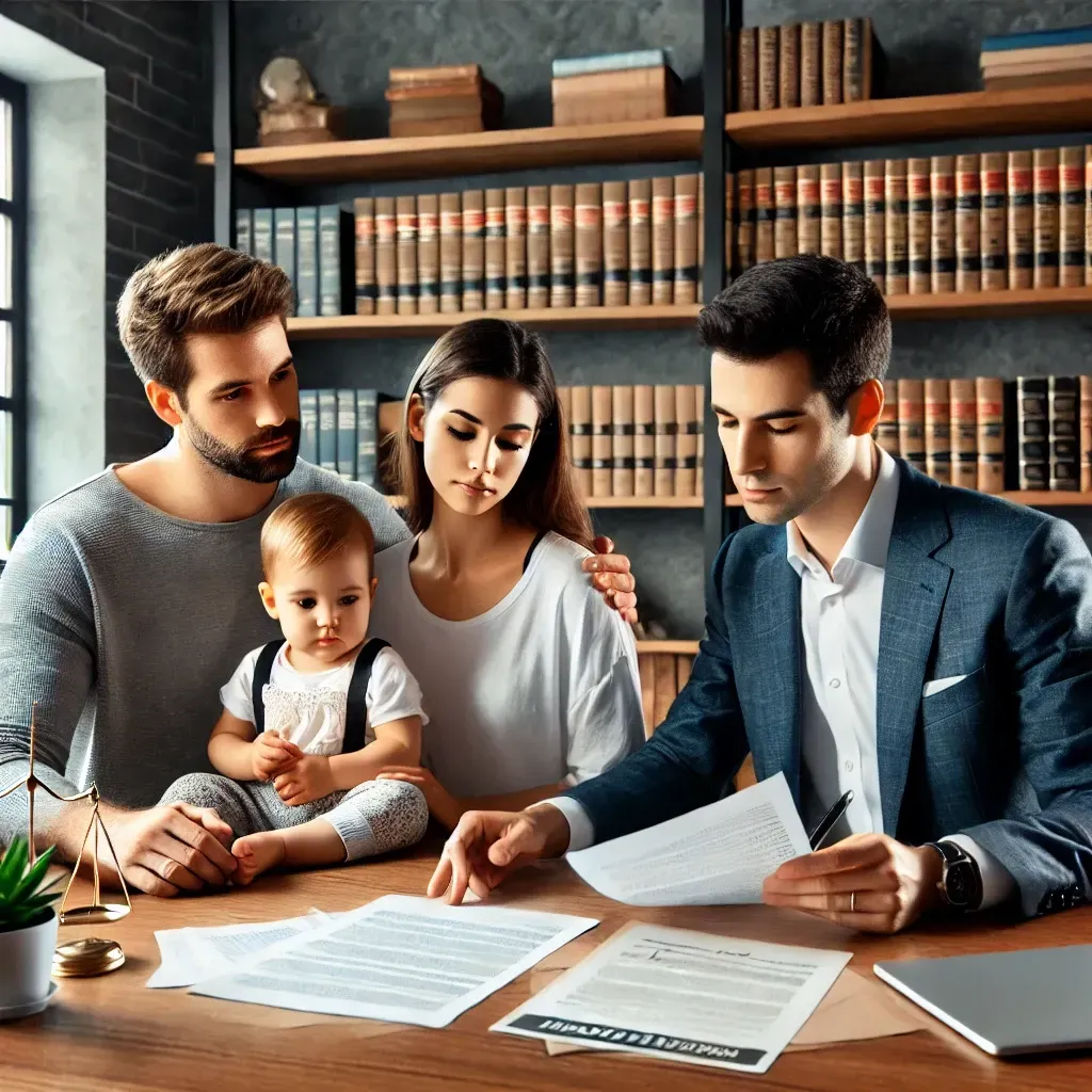 An illustration of family with their attorney.