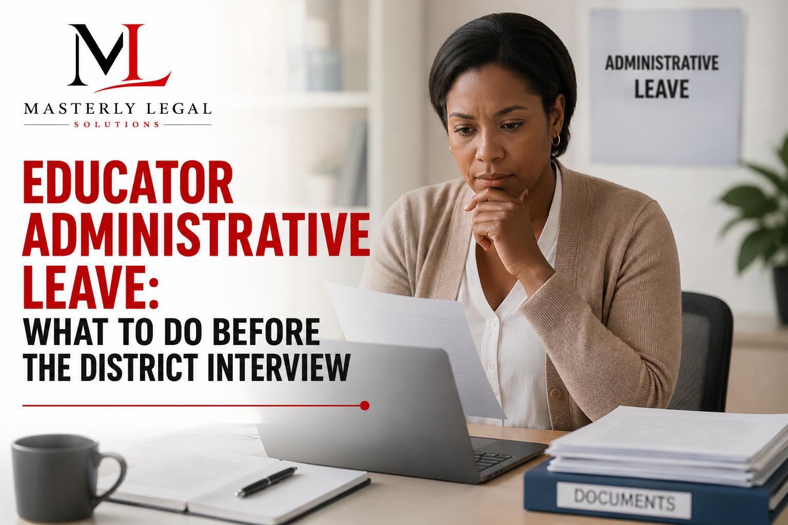Teacher administrative leave attorney meeting with educator before a district interview