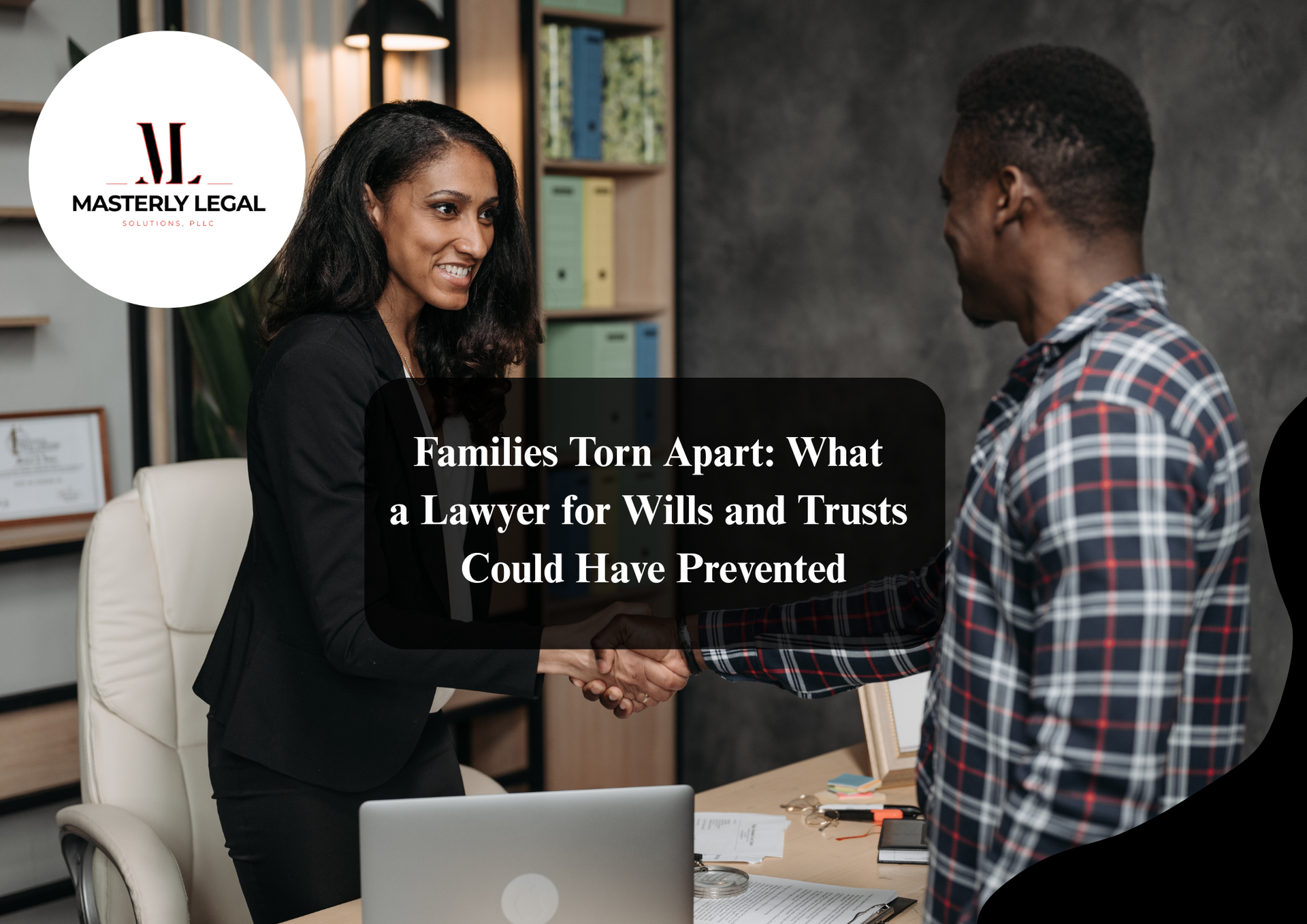 Estate planning attorney reviewing a will and trust documents.