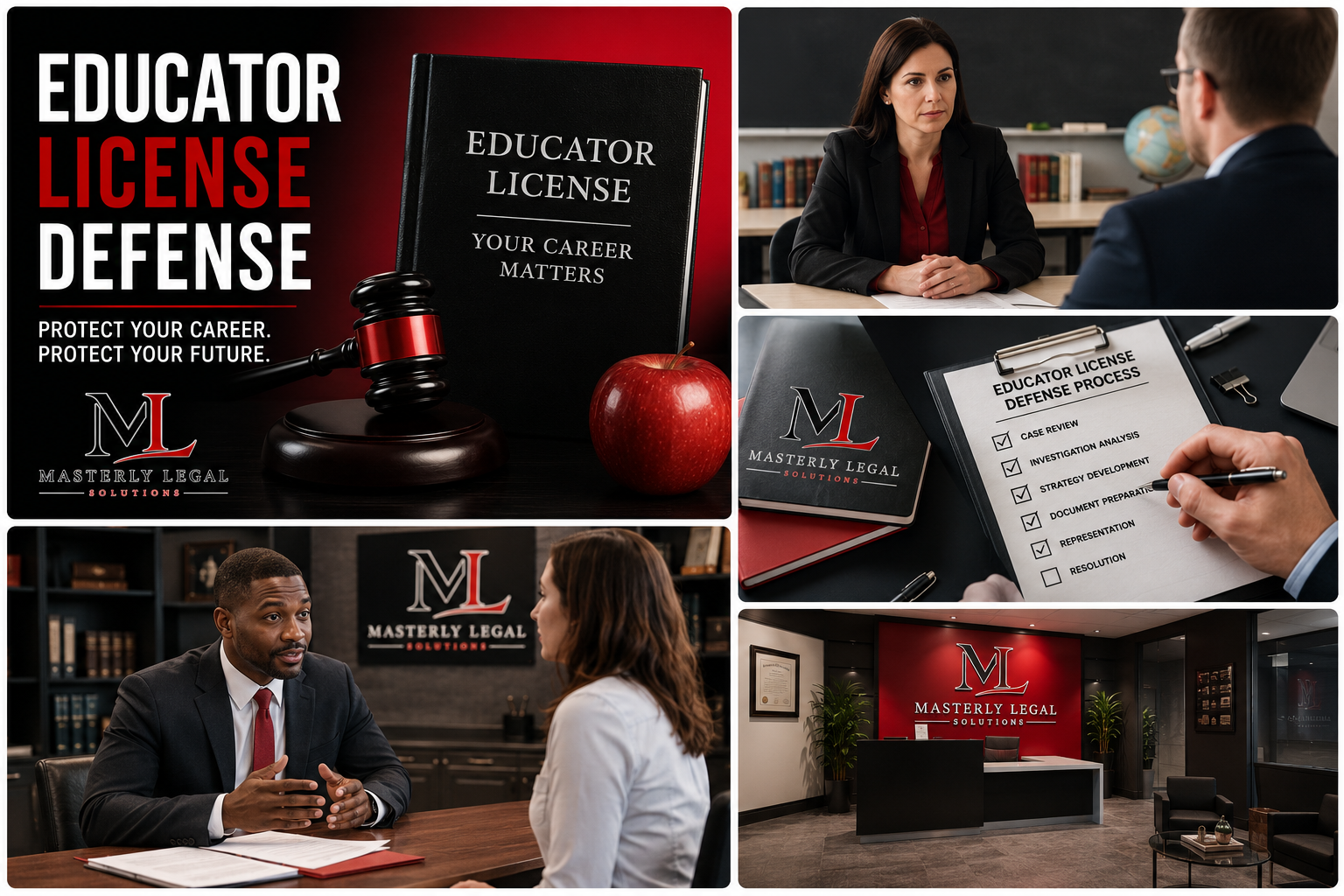 Educator license defense attorney meeting with a teacher.