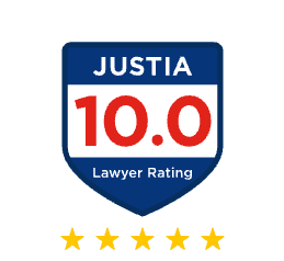 A badge that says justia 10.0 lawyer rating