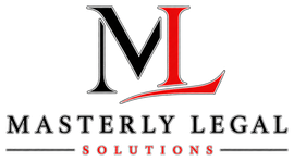 A logo for a law firm called masterly legal solutions , pllc.