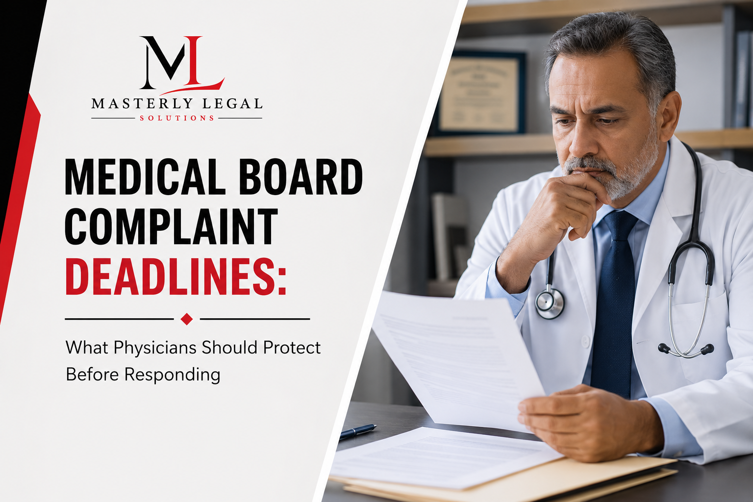 Medical board defense attorney reviewing physician complaint
