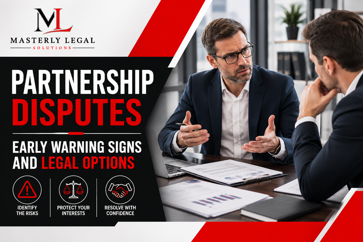 Partnership dispute attorney consulting with business owners