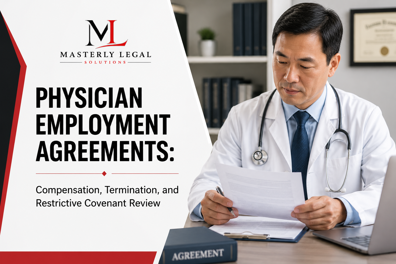 Physician employment contract lawyer reviewing employment agreement