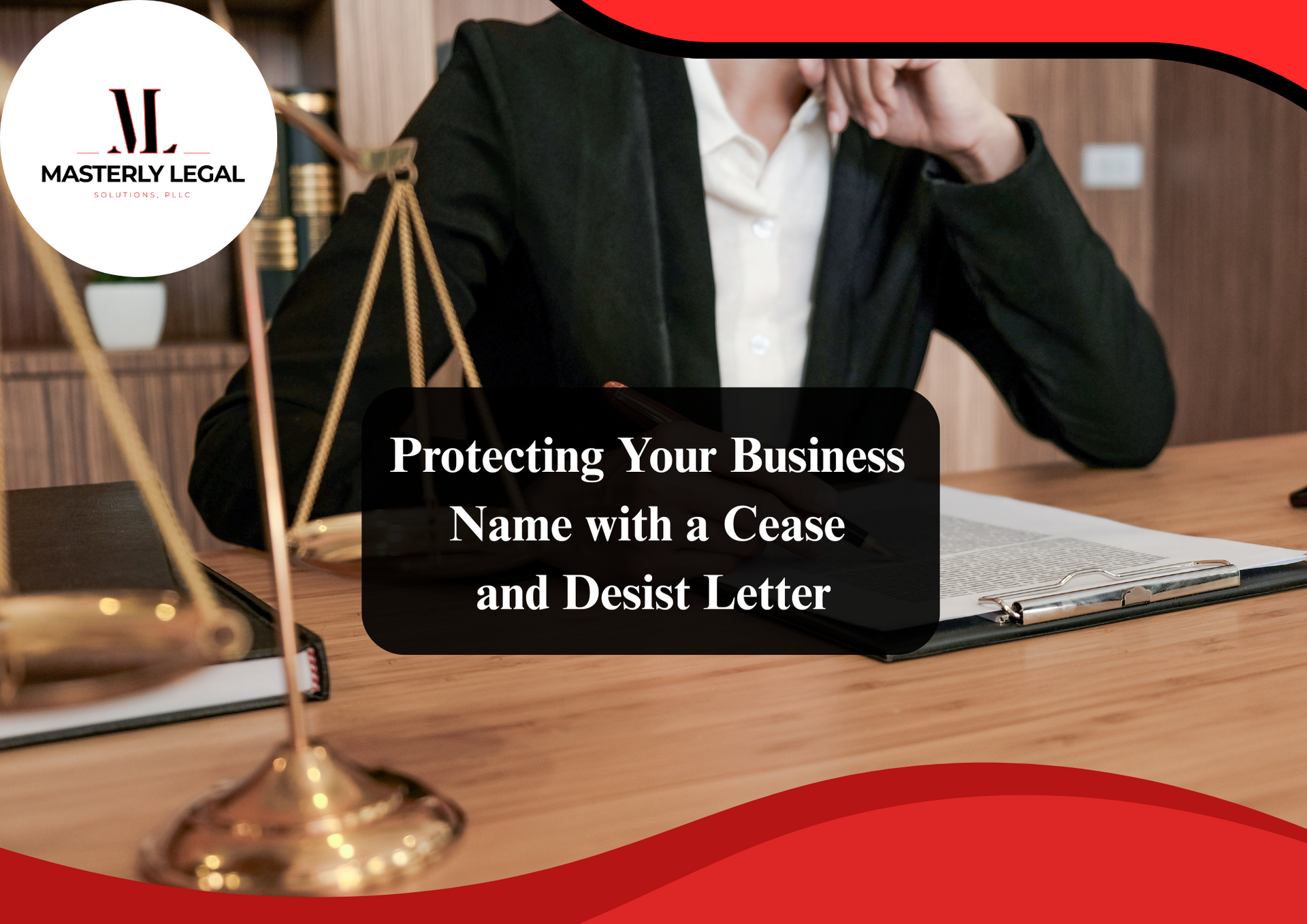 Trademark attorney reviewing documents.
