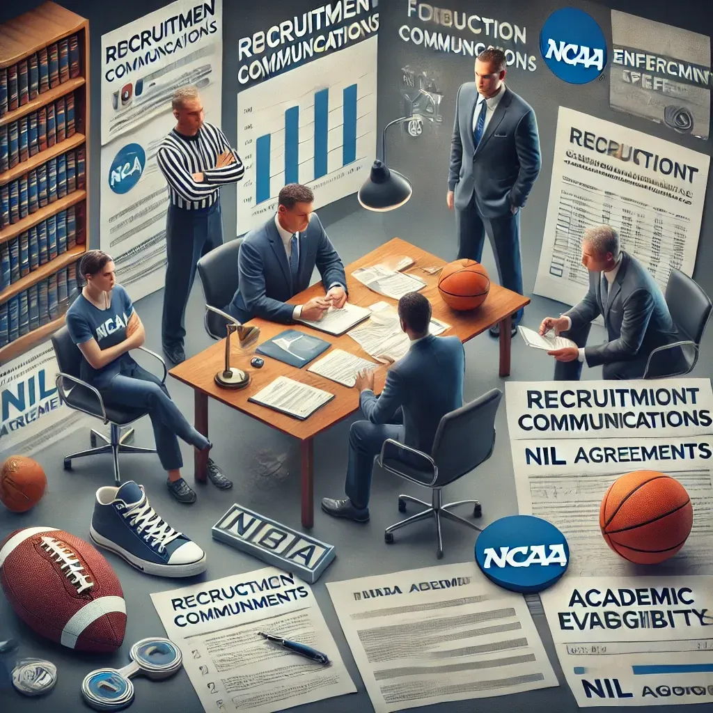 A group of men are sitting around a table with basketballs on it.