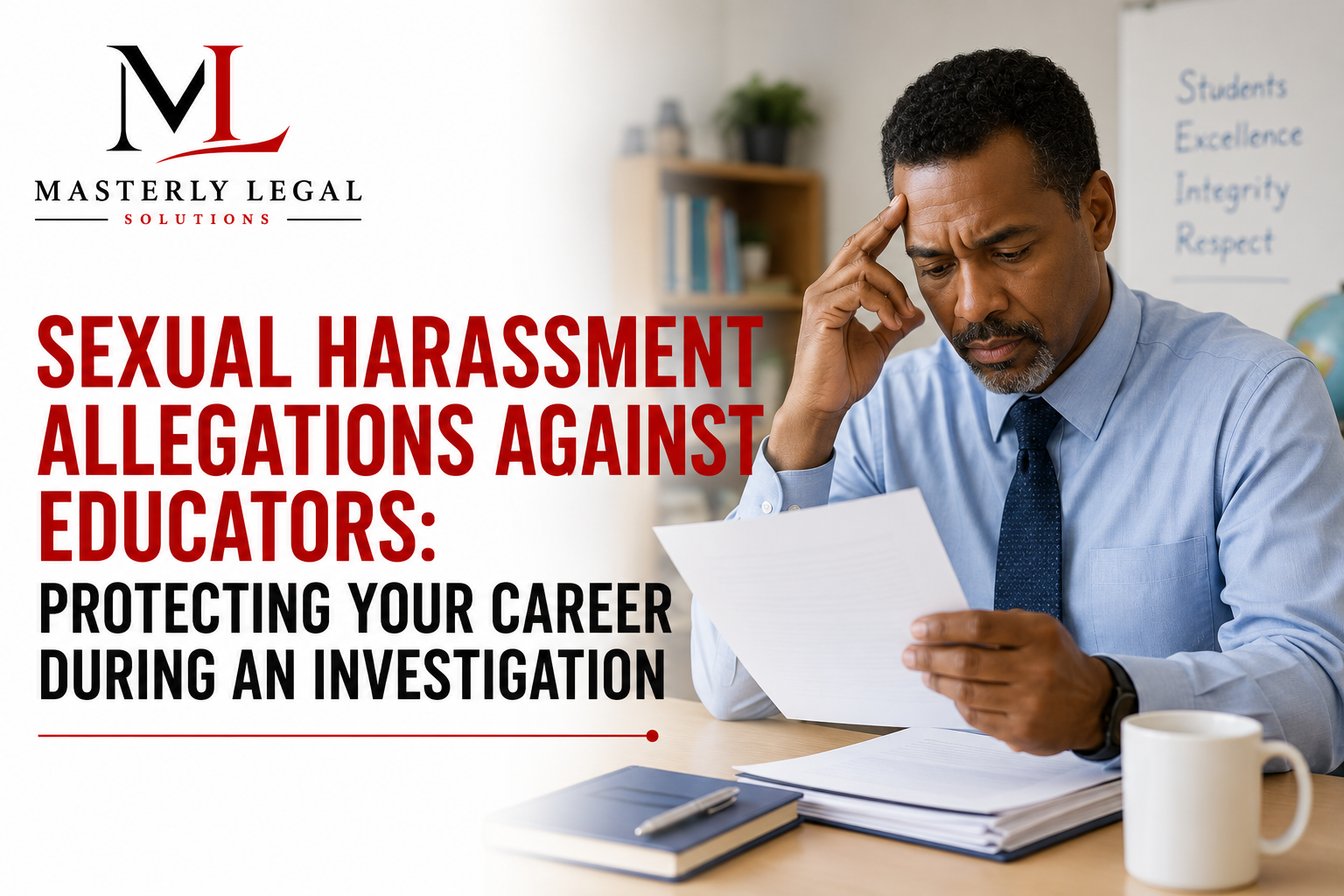 Educator investigation attorney advising a teacher during a school district investigation
