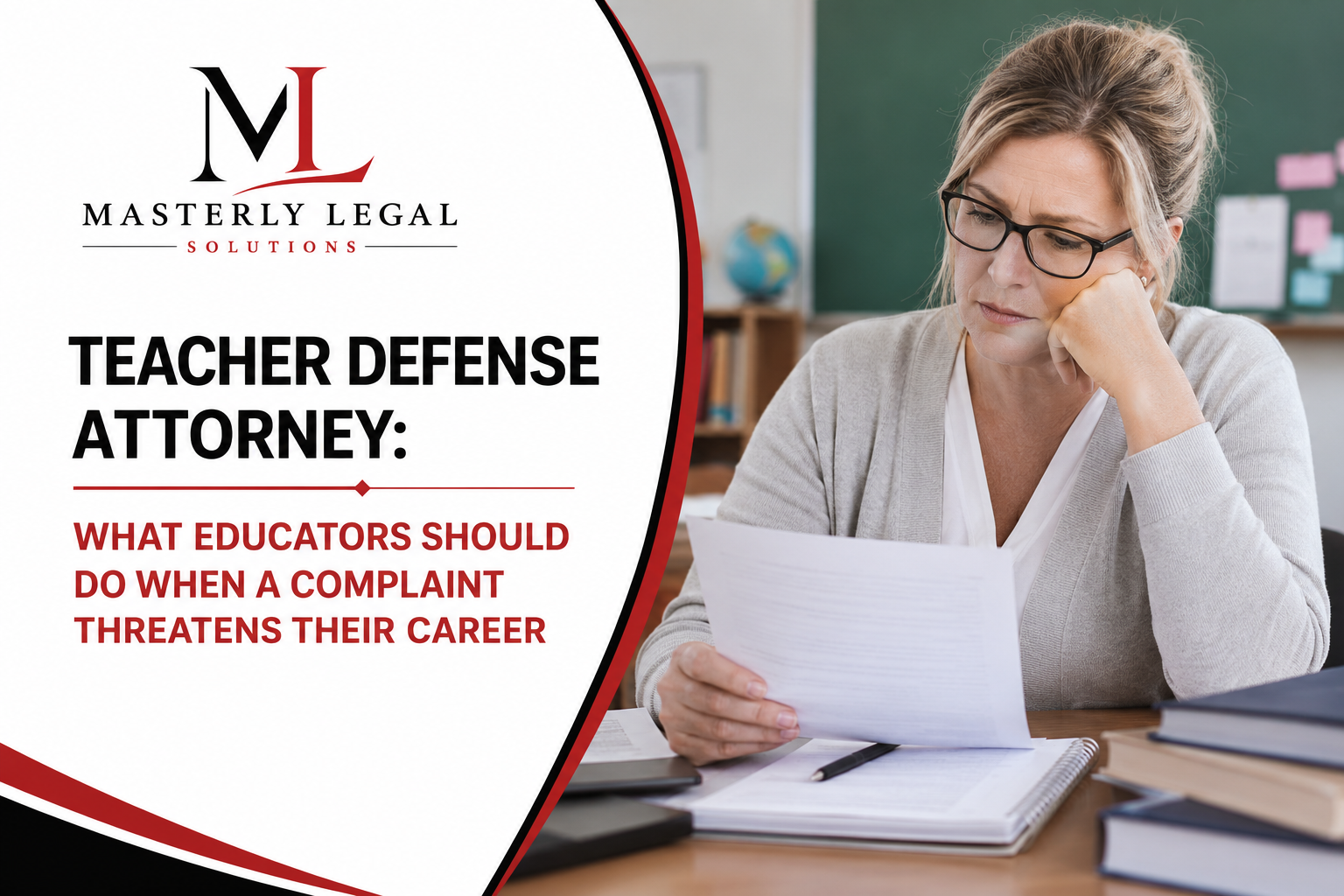 Teacher defense attorney consulting with educator during investigation