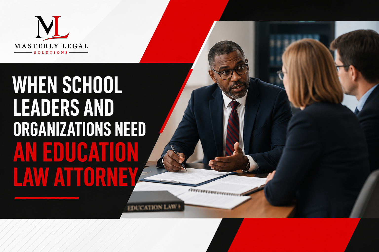 Education law attorney consulting with school leaders