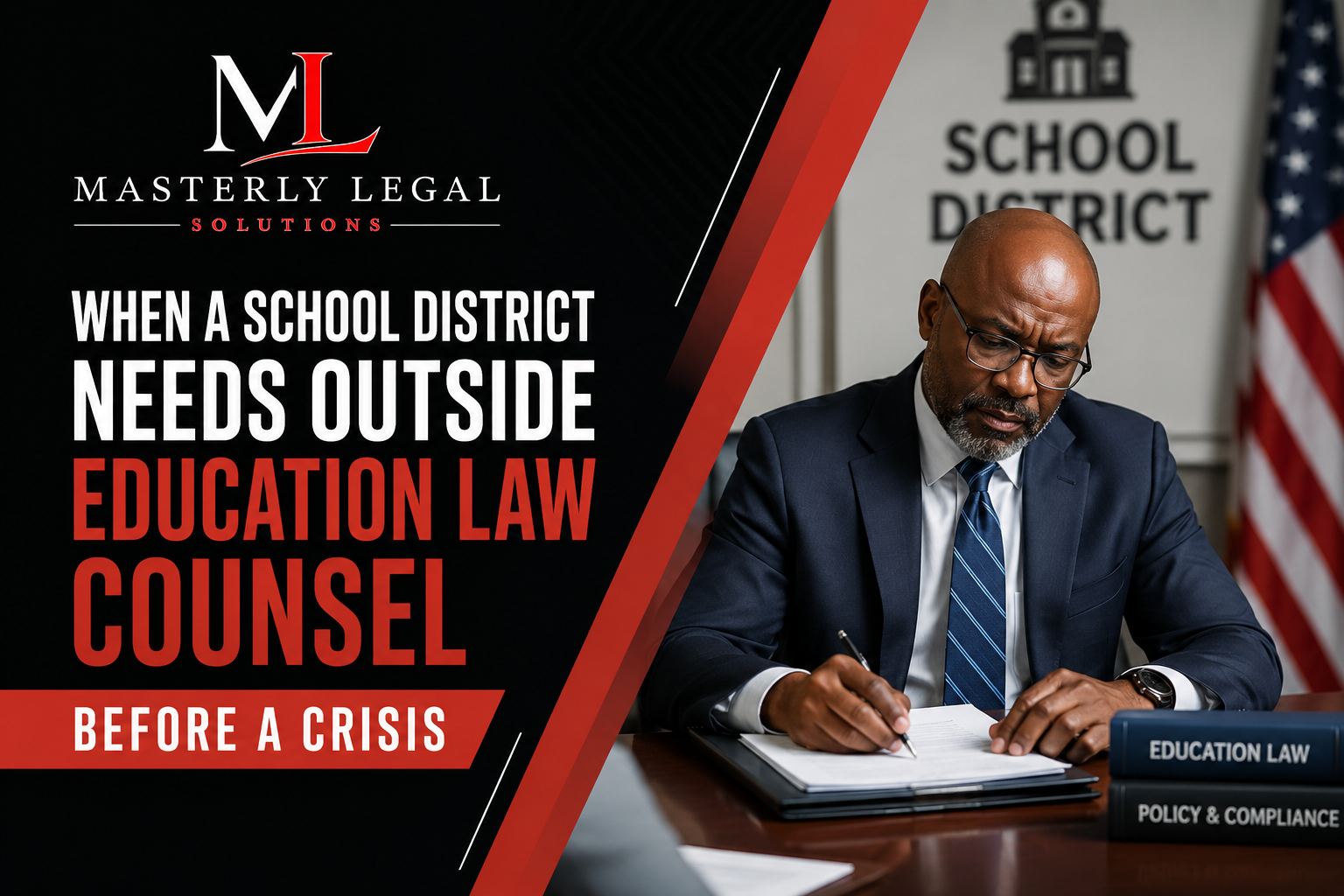 Education law attorney advising a school district leadership team