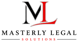 A logo for a law firm called masterly legal solutions , pllc.