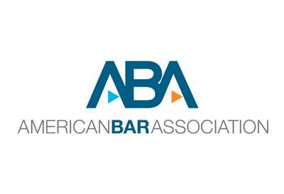 The logo for the american bar association is blue and white.