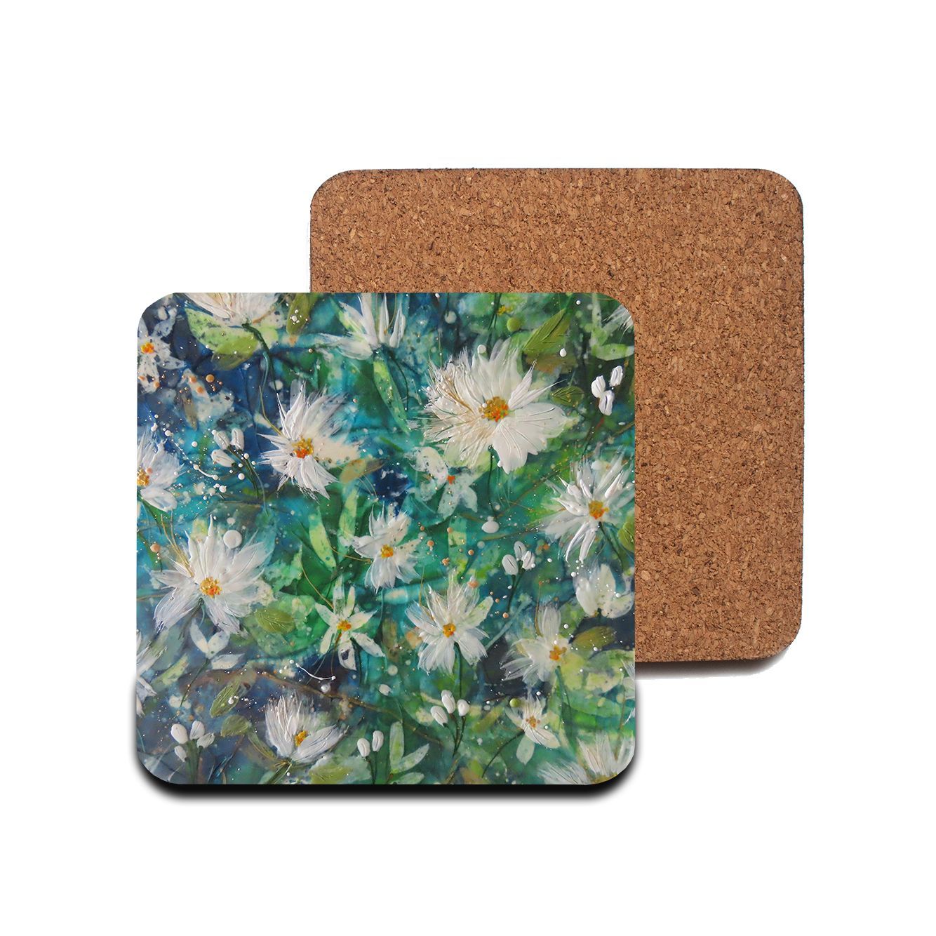 Bloomin' Turquoise Corkback Coaster (single)