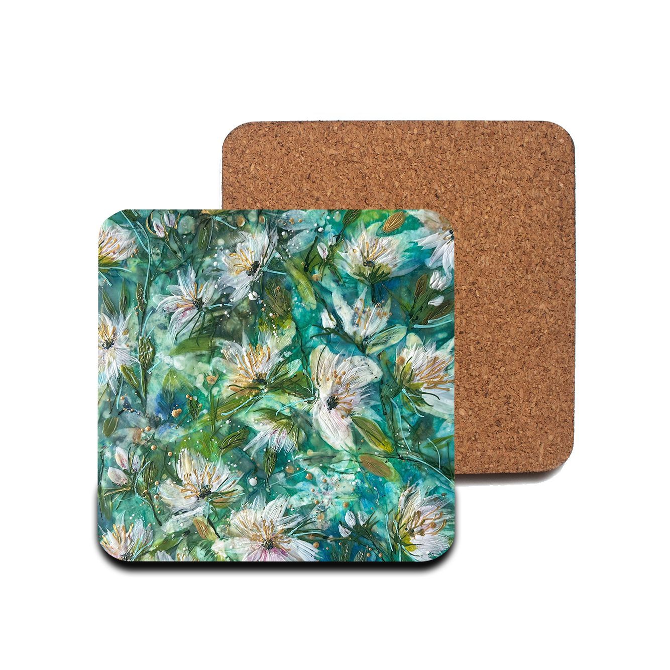 Teal Serenity Corkback Coaster (single)