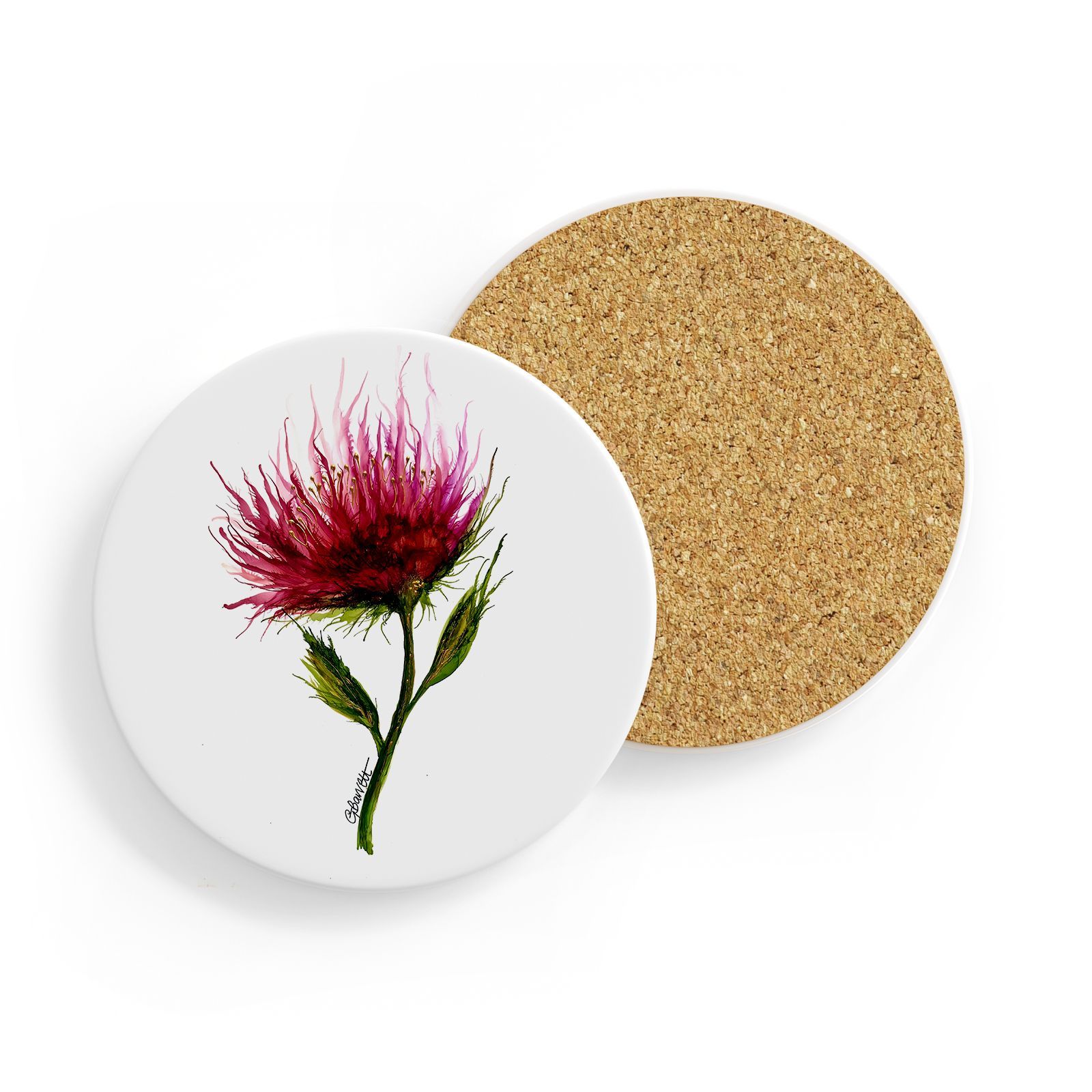 Pink Beauty Round Ceramic Coaster (single)