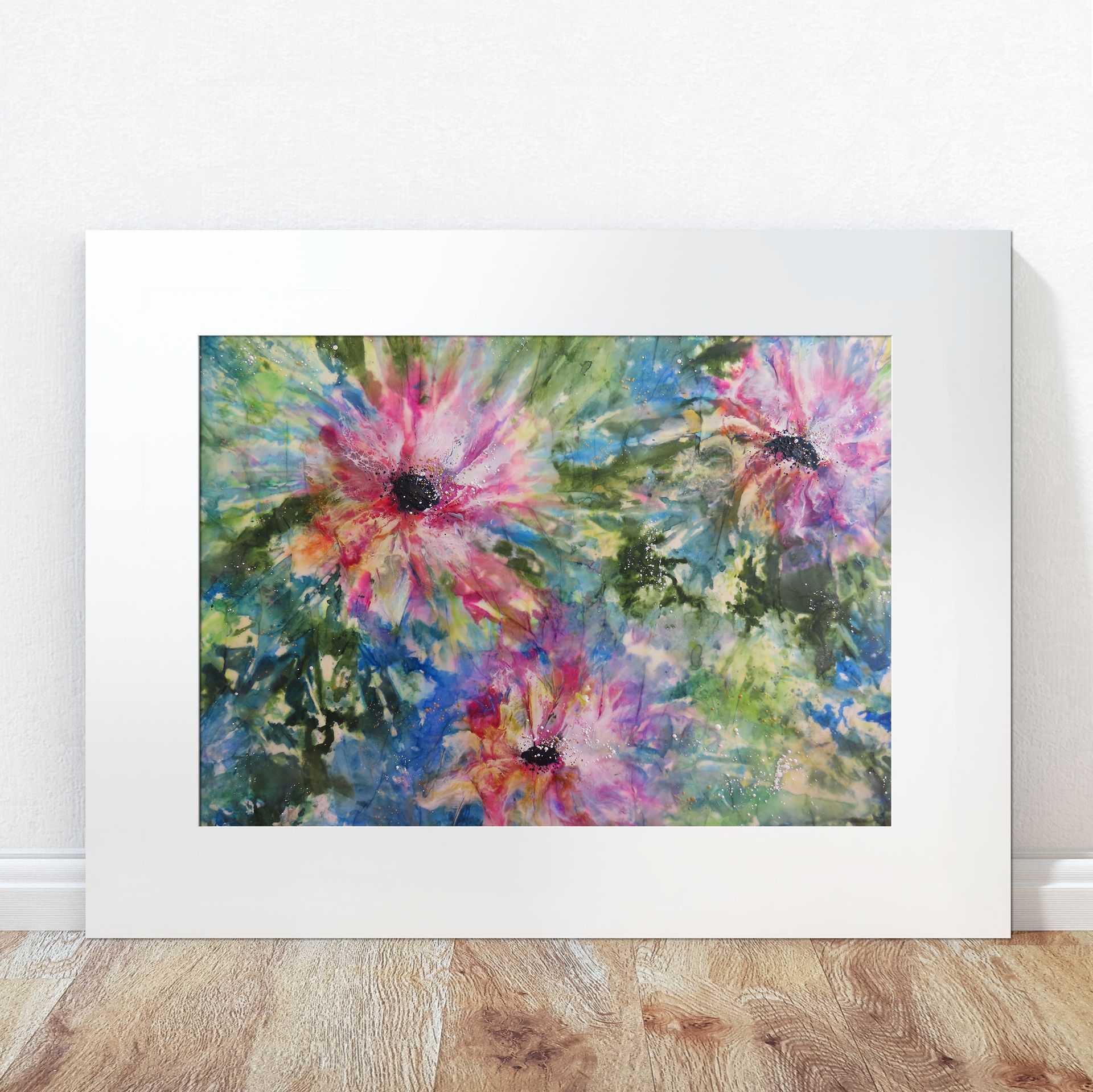 Floral Dance landscape A3 print in mount