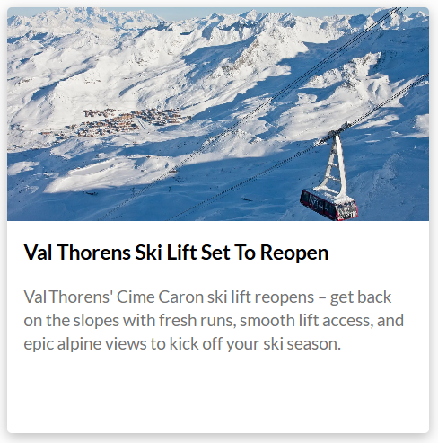 A snippet of the Val Thorens ski lift reopens blog