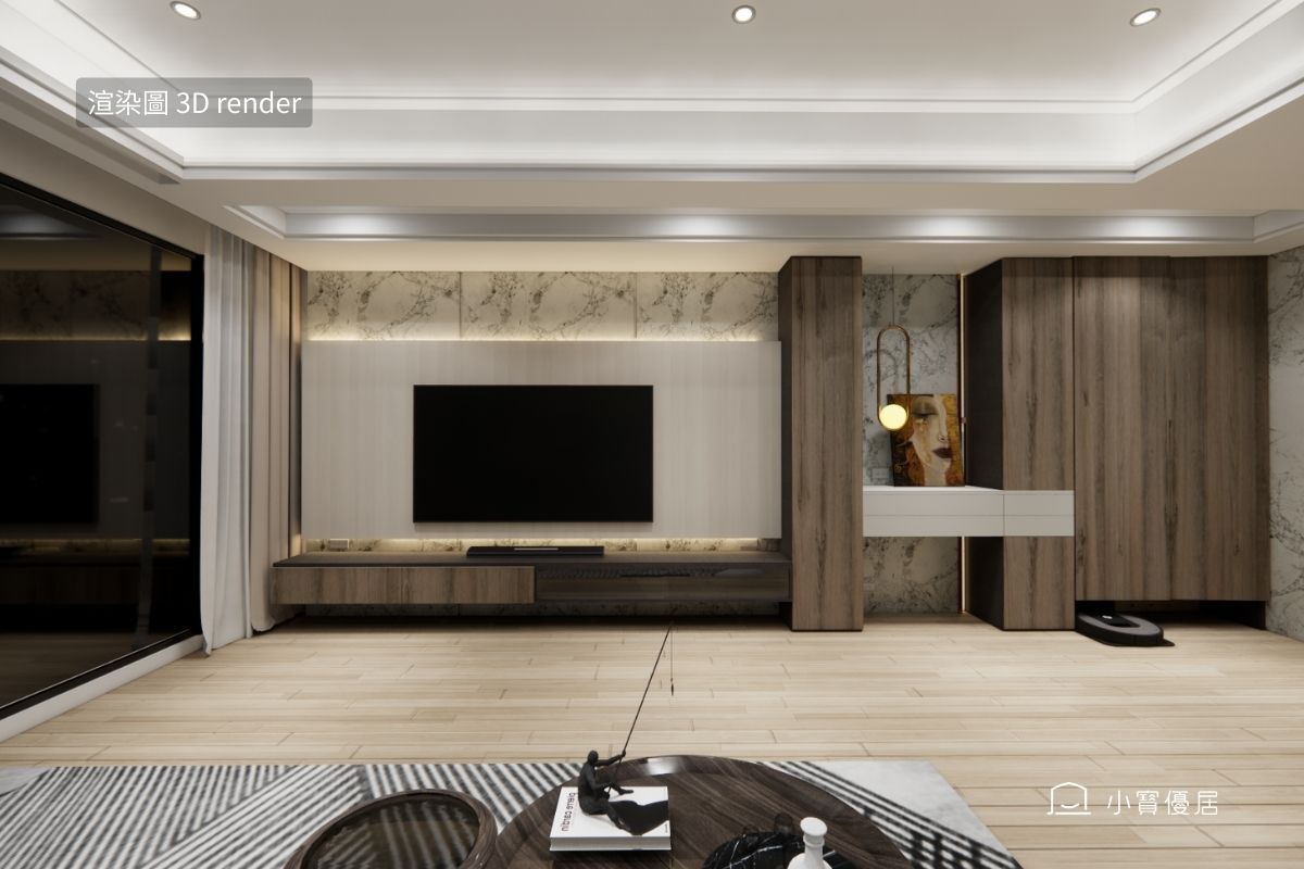 自在磅礴，小寶優居室內設計，台中中古屋翻新案，3D渲染圖。
