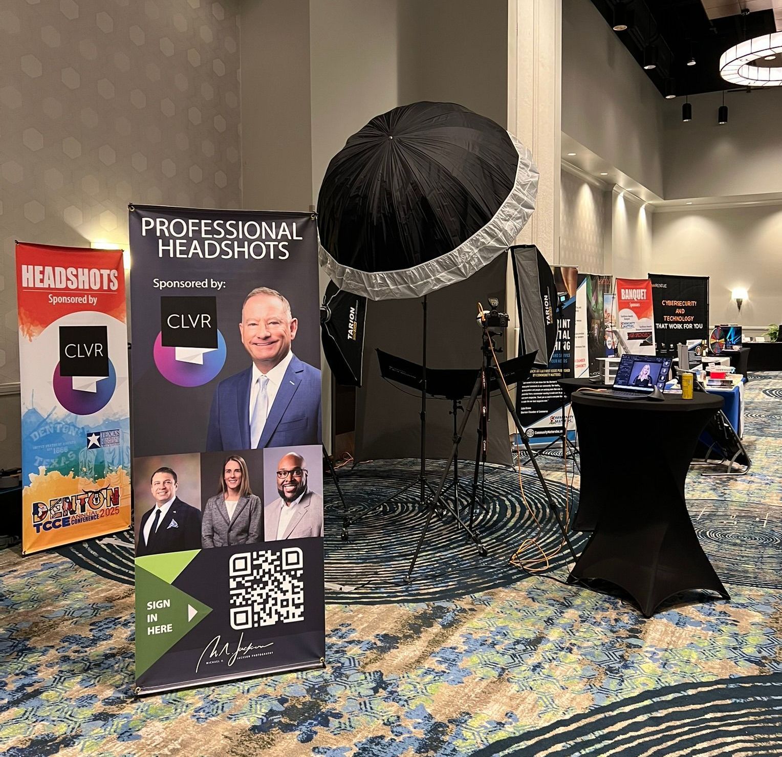 Photo of headshot booth at TCCE25 conference in Denton, TX