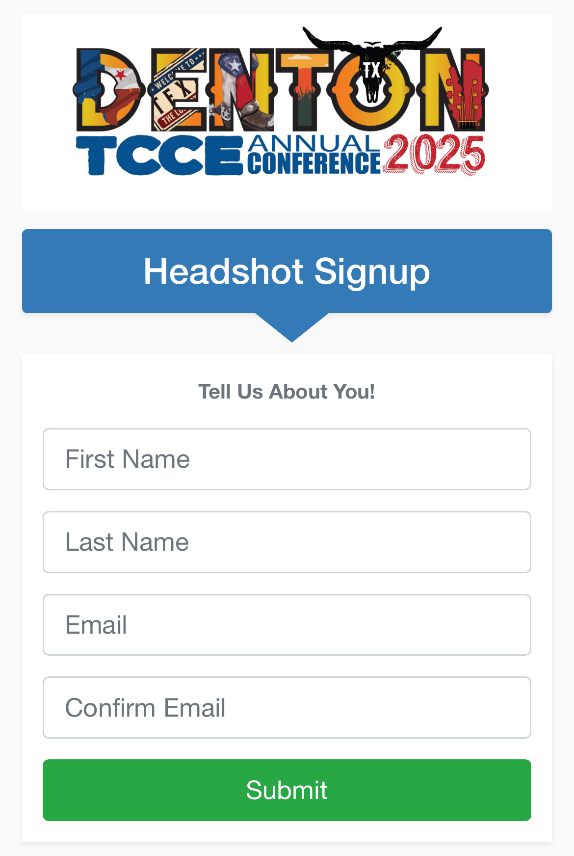 Screen Shot of sign up form