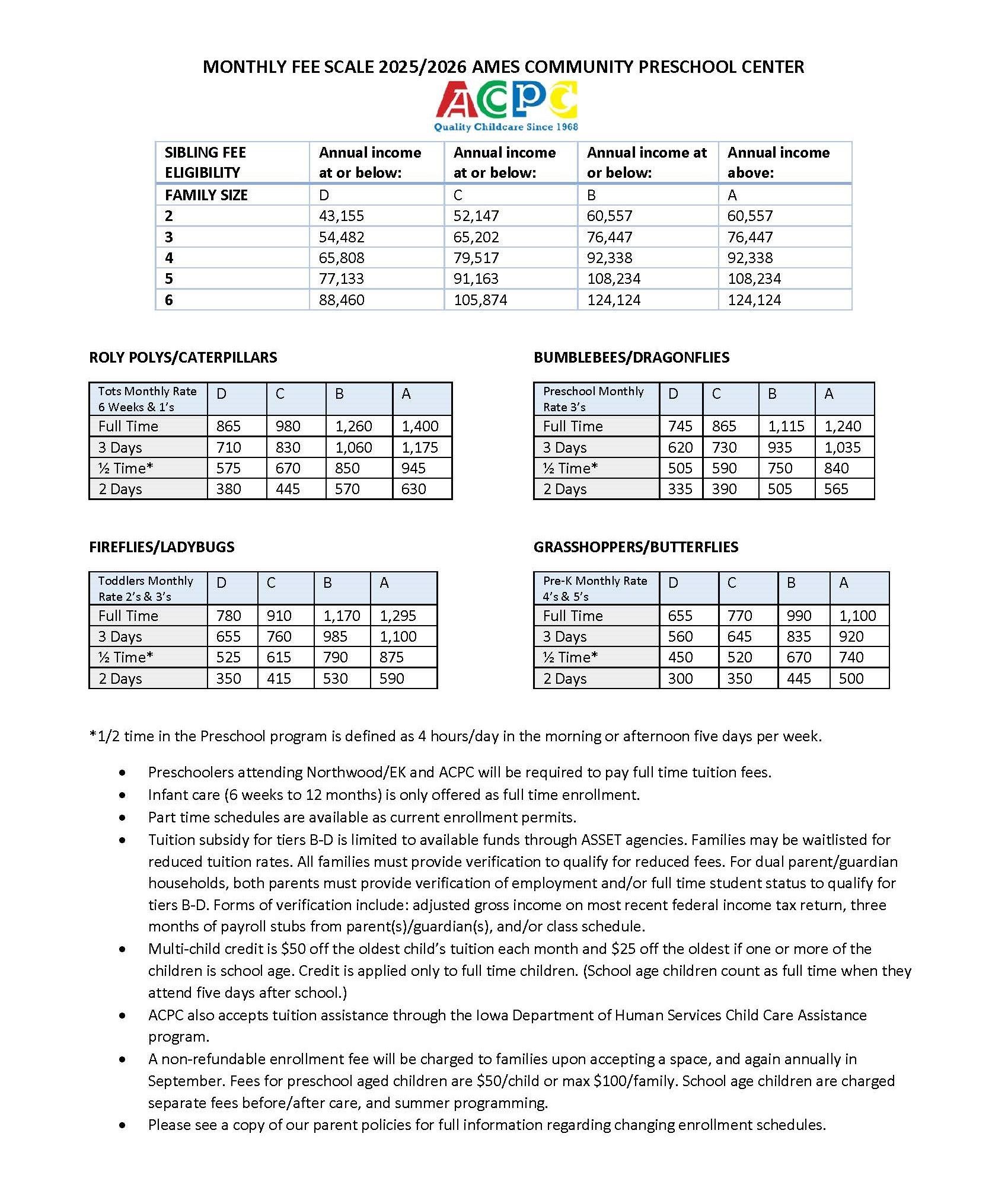 Tuition rates — Ames, IA — Ames Community Preschool Center (ACPC)