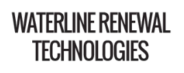 A black and white logo for waterline renewal technologies