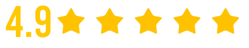 Five yellow stars are lined up in a row on a white background.