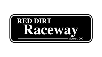 A black and white logo for red dirt raceway on a white background.